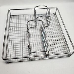 Silver Chrome/Metal Silverware Condiment Tray Holder ◇ Durable ◇ Multiple Uses